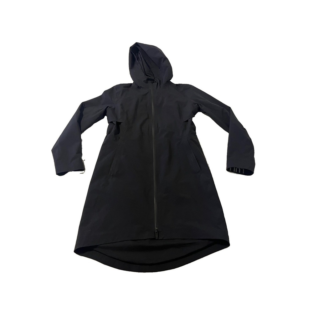 Lululemon Jacket Womens 4 Black Rain Rebel Long Hooded Waterproof Trench Coat